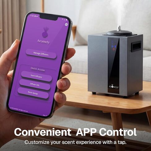 Aromely Smart Bluetooth HVAC Scent Diffuser, Aromatherapy Nebulizing Diffuser for Home, Office, Large Room, Perfect Aroma Diffuser Up to 4,000 SQSF with Large 800ml Oil Bottle (Black) in Saudi Arabia