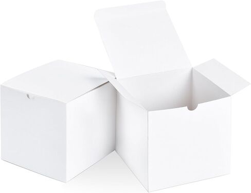 SHIPKEY 10 Pack White Cardboard Gift Boxes with lids |4x4x4inch Square Boxes | Small Gift Boxes Suitable for Party, Wedding, Christmas, Holidays, Birthdays and All Other Occasions in Kuwait