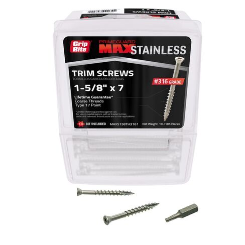 Grip Rite MAXS214TH3055#7 x 2-1/4 in. 305 Stainless Steel Star Drive Trim Head Screw (5 lbs./Pack) in Kuwait