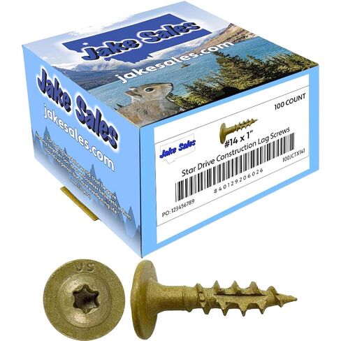 #17 x 16" Construction Lag Screw Exterior Coated Torx/Star Drive Heavy Duty Structural Lag Screw Far Superior to Common Lag Screws - Modified Truss Washer Head - 25 Screw Count in Kuwait