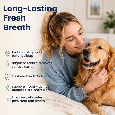 Dental Powder for Dogs Teeth Fresh Breath and Teeth Cleaning Contains Natural Ingredients and Probiotics Dental Powder Dog Tartar and Plaque Removes Tooth Cleaner for Dogs 120g (60-Day Supply) in Saudi Arabia