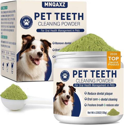 Dental Powder for Dogs Teeth Fresh Breath and Teeth Cleaning Contains Natural Ingredients and Probiotics Dental Powder Dog Tartar and Plaque Removes Tooth Cleaner for Dogs 120g (60-Day Supply) in Saudi Arabia