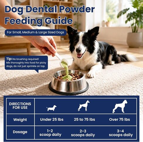 Dental Powder for Dogs Teeth Fresh Breath and Teeth Cleaning Contains Natural Ingredients and Probiotics Dental Powder Dog Tartar and Plaque Removes Tooth Cleaner for Dogs 120g (60-Day Supply) in Saudi Arabia