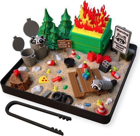 Dumpster Fire Zen Garden Desk Decor, 3D Printed Office Mini Sandbox in Kuwait