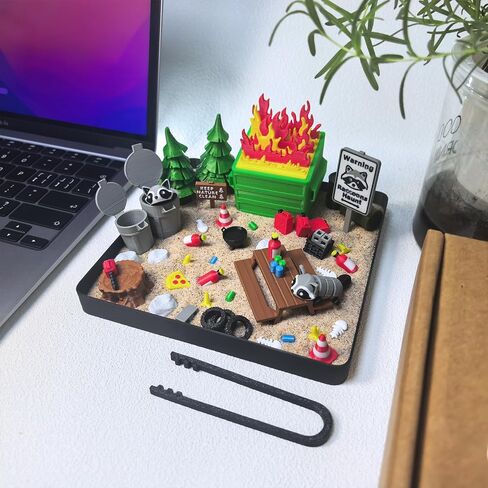 Dumpster Fire Zen Garden Desk Decor, 3D Printed Office Mini Sandbox in Kuwait