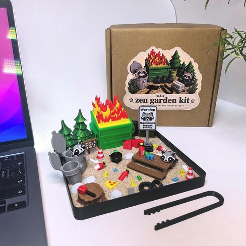 Dumpster Fire Zen Garden Desk Decor, 3D Printed Office Mini Sandbox in Kuwait