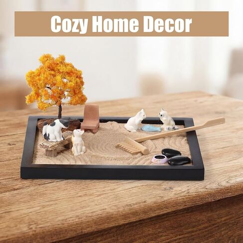 19 Pcs Mini Zen Garden Kit for Desk Cat Themed Desk Sand Tray in Kuwait