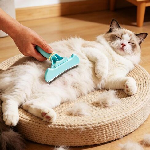 Cat Brush for Shedding Dematting Self-Cleaning Rounded Teeth Portable in Kuwait