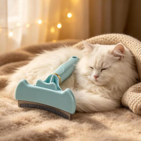 Cat Brush for Shedding Dematting Self-Cleaning Rounded Teeth Portable in Kuwait