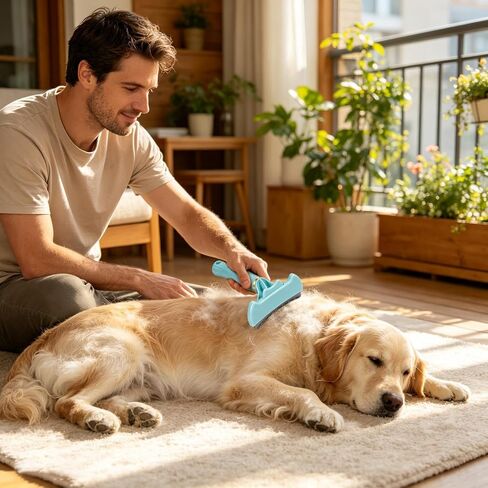 Cat Brush for Shedding Ergonomic Handle Dematting Self-Cleaning in Kuwait