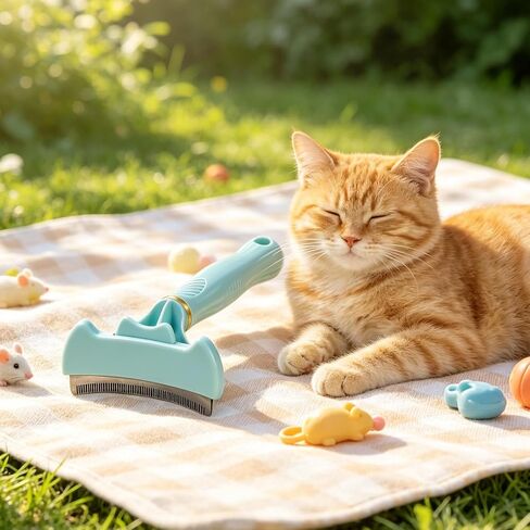 Cat Brush for Shedding Ergonomic Handle Dematting Self-Cleaning in Kuwait