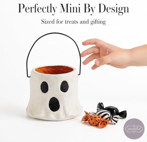 Mud Pie Ghost Mini Paper Mache Bucket, Treat Basket, Presentable Accessory, Seasonal Keepsake, Cute Party Favor, Holiday Decorative Item in Kuwait