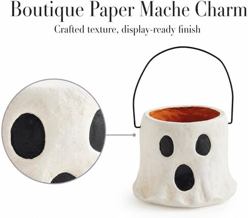 Mud Pie Ghost Mini Paper Mache Bucket, Treat Basket, Presentable Accessory, Seasonal Keepsake, Cute Party Favor, Holiday Decorative Item in Kuwait