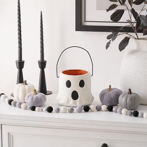 Mud Pie Ghost Mini Paper Mache Bucket, Treat Basket, Presentable Accessory, Seasonal Keepsake, Cute Party Favor, Holiday Decorative Item in Kuwait