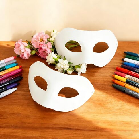 60 Pcs Paper Mache Masks Bulk Set with brushes and acrylic paints DIY Blank Mask for Mardi Gras Masquerade Costume Cosplay Party (12 Styles) in Saudi Arabia