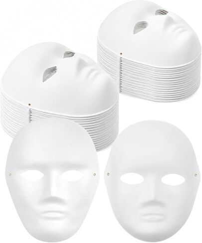 50 Pack Paper Mache Masks, 2 Sizes Blank White DIY Craft Masks for Painting in Kuwait