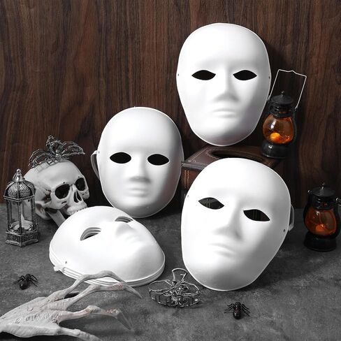 50 Pack Paper Mache Masks, 2 Sizes Blank White DIY Craft Masks for Painting in Kuwait