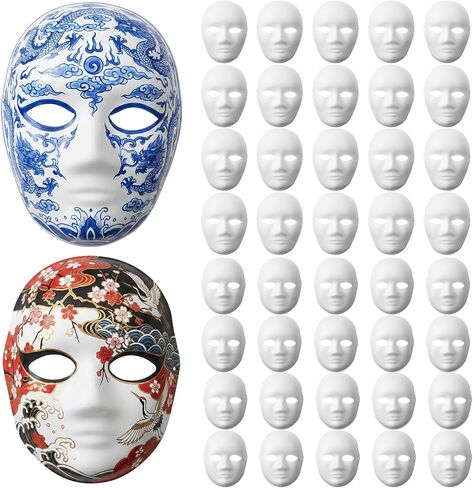 40 Pcs DIY Full Face Masks 2 Sizes Paper Mache Masks Paintable Men Women in Kuwait