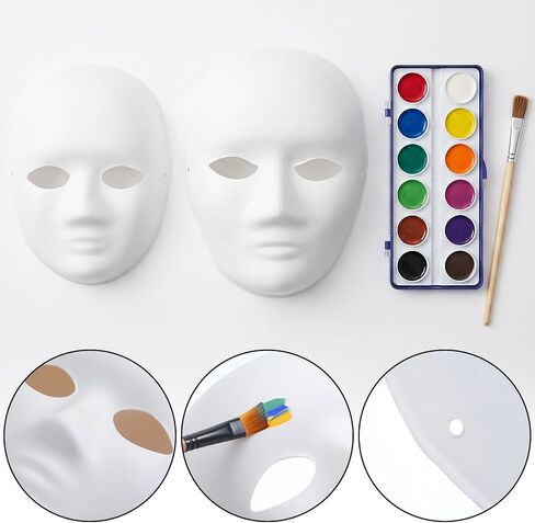 40 Pcs DIY Full Face Masks 2 Sizes Paper Mache Masks Paintable Men Women in Kuwait