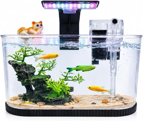 2 Gallon Fish Tank Kit, Small Aquarium Starter Tank with Filter and Light in Saudi Arabia
