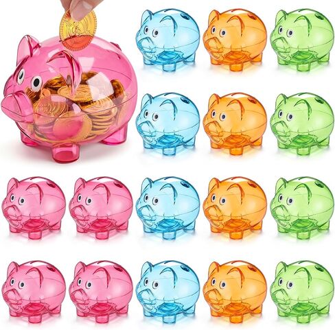Hushee 16 Pack Clear Plastic Piggy Bank, Cute Money Bank in Kuwait