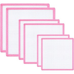 6Pcs 18 Mesh Needlepoint Canvas Blank Cotton Cross Fabric with Pink Border in Saudi Arabia