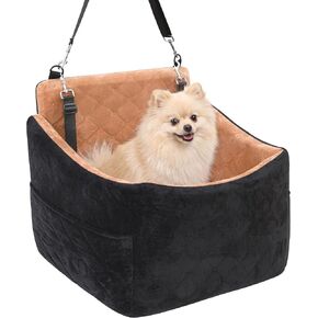 XWZO Dog Dog Booster Seat Under 35lbs Car Seats for Small Medium Dogs with Detachable Washable Cover and Cushion Memory Foam Pet Car Seat with Safety Belt and Pockets (Black-Gray, Medium) in Saudi Arabia