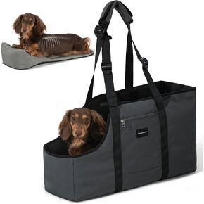 Dog Purse Carrier for Small Dogs,Dachshund Dog Carrier Tote Bag,Long-Bodied Dog Bag,Hands-Free Pet Carrier Bag&Dog Car Seat,Puppy Travel Carrier Bag,Max 18 lb (Black) in Kuwait