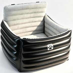 Small Dog Car Seat, Inflatable Dog Travel Bed with Safety Harness & Seat Belt Attachment, Waterproof PVC Exterior, Portable Puppy Booster Seat for Car Travel, Dogs Up to 25 lbs in Saudi Arabia