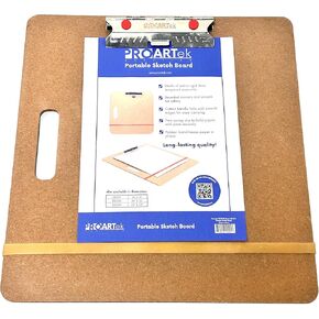 Proartek Drafting PK00026 Model SB1516 SB Series 15" x 16" Artist Sketch Board, Brown; 4mm Tempered Masonite; Constructed with a Cutout Handle; Smooth Edges; Firm Spring Clips; Rubber Band Included in Saudi Arabia