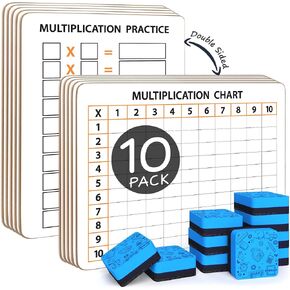 SCRIBBLEDO Multiplication Chart Dry Erase Boards 9x12, 10 Pack with Erasers in Saudi Arabia