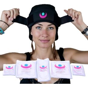 (2-Hour Cooling) Extra Strength Cold Cap, Adjustable Compression, Swappable Gel Packs. Class 1 Medical Device for Migraine, Scalp, Concussion Relief, Chemo. Comfortable Sizes & Machine Washable in Saudi Arabia