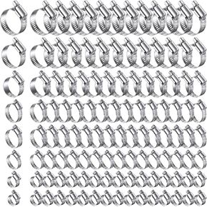 Shimeyao 300 Pcs Hose Clamp Assortment 1/4''- 1-3/4 (6-44 Mm) Stainless Steel Hose Clamps 304 Stainless Steel Worm Gear Clamps Fuel Line Clamp for Automotive Plumbing Intercooler Tube in Saudi Arabia