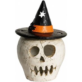 Mud Pie Skull Halloween Lantern, Hand Painted Paper Mache Tea Light Holder in Kuwait
