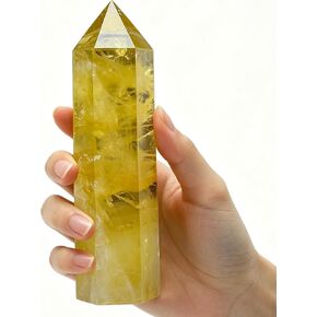 Large Citrine Healing Crystal Towers 5.9" -6.1" Natural Crystal Wand 6 Faceted Chakra Crystal Point Reiki Meditation Therapy Home Decoration Gift (1-1.2lb) in Saudi Arabia