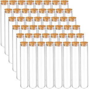 Bekith 48pcs 45ml Glass Test Tubes 25x140mm with Cork Stoppers, as Bath Salt Containers, for Scientific Experiments, Party Decorations, Candy Storage in Saudi Arabia