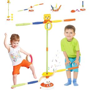 Sports Outdoors Play Toys - 5 in 1 Musical Jump Ring Toss Game Stomping Launch Rocket Launcher Basketball Throw for Kids - Indoor Outside Obstacle Avoidance Gifts for Toddlers Ages 3 4 5 6 7 8 9 in Saudi Arabia
