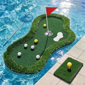 Floating Golf Green for Pool with Ball Retriever 47"x23" Complete 10Pcs Set in Kuwait
