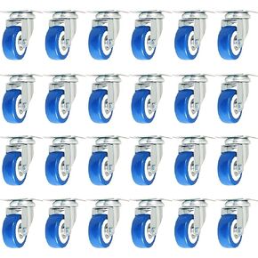 Y&Y Decor 24 PACK Caster Wheels Swivel Plate Casters On Blue Polyurethane Wheels PU (2" Combo 12 w/Brake 12 no brake) in Saudi Arabia
