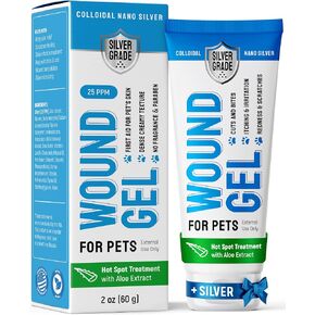 SILVER GRADE Wound Gel Tube for Pets – Dog Wound Care with Silver & Aloe – Cat & Dog Hot Spot, Scratches, Cuts, Bites Care – Help with Abrasions & Sores in Horses – Safe Breeds – 2 Oz in Kuwait