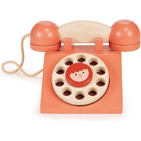 Mentari Toys - Ring Ring Telephone - Solid Wood Retro Chorded Dial Phone for Toddlers - Pretend Play Toy Telephone - Boost Communication Skills and Language Development - Age 2+ in Kuwait