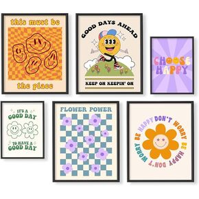 Cool Vintage Happy Smile Face Picture - It‘s a Good Day Aesthetic - Retro Smile Cute Poster - Postive Quotes Wall Art Print - Hippie Indie Room Decor - 60s 70s Groovy Choose Happy Flower Power Love in Kuwait