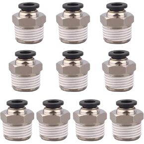 PC Push to Connect Tube Fitting, Male Straight - 1/4" Tube OD x 3/8" NPT Thread, Pack of 10 in Saudi Arabia