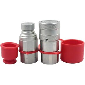 2-Sets 3/4" SAE-12 UNF1-1/16 Skid Steer Flat Face Hydraulic Quick Connect Coupling/Coupler, 1/2 Body W/Dust Cap in Saudi Arabia