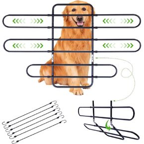 Metal Dog Barrier for Cars, SUVs, Trucks, Adjustable Universal Pet Gate Vehicle Divider for Back Front Seat, Heavy Duty Dog Separator for Car, Easy Install, 34"-58" Width, with Elastic 6 Ropes in Kuwait