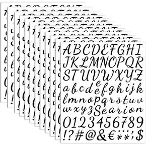 12 Sheets 1008 Pcs Vinyl Letters Numbers Stickers Kit, 1 Inch Waterproof Self Adhesive DIY Cursive Sticker Alphabet Number Letter Decals for Sign, Craft, Door, Mailbox, Office, Classroom Decor (White) in Saudi Arabia