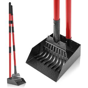 Pooper Scooper for Dogs Heavy Duty Metal 38.2in Long Handle Tray & Rake in Kuwait