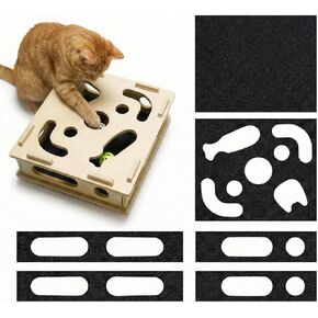 Cat Nail File Scratcher Box, Wooden Cat Scratch Puzzle Enrichment Box with Replaceable Sandpaper Inserts, Interactive Indoor Cat Nail File Toy for Small & Medium Cat in Kuwait
