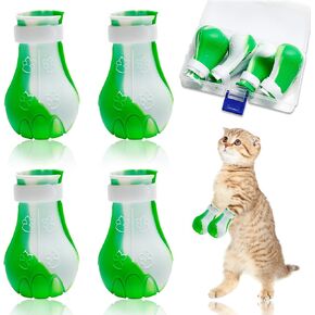 4Pcs Cat Boots for Cats Only Paw Covers Protectors New-Update Claws Shoes Paws Wound Boot Silicon Anti Scratch Cat Mittens for Bathing, Nail Clipping, Ears Cleaning, Treatment in Kuwait