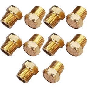 mxuteuk 10pcs Brass Pneumatic Muffler Filter Noise Silencer, Hex Sintered Silencer Air Line Fitting Flat 1/8" NPT XYQ-P-(1-8) in Saudi Arabia